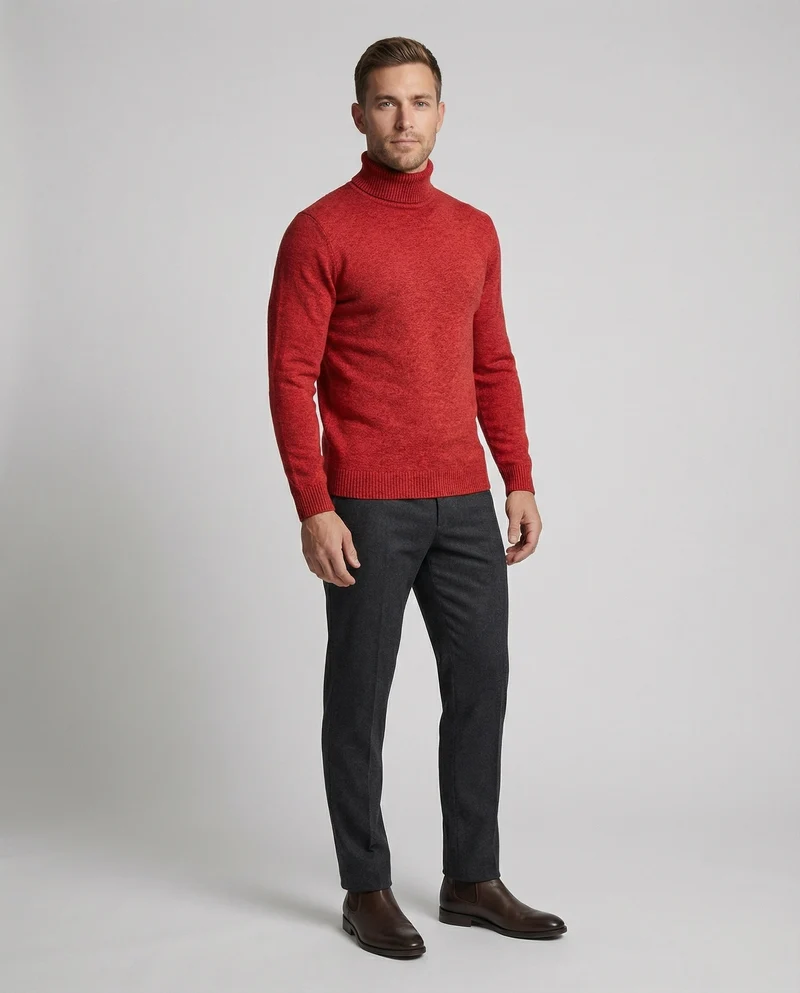 Herren Rollkragenpullover aus weichem Merinowolle