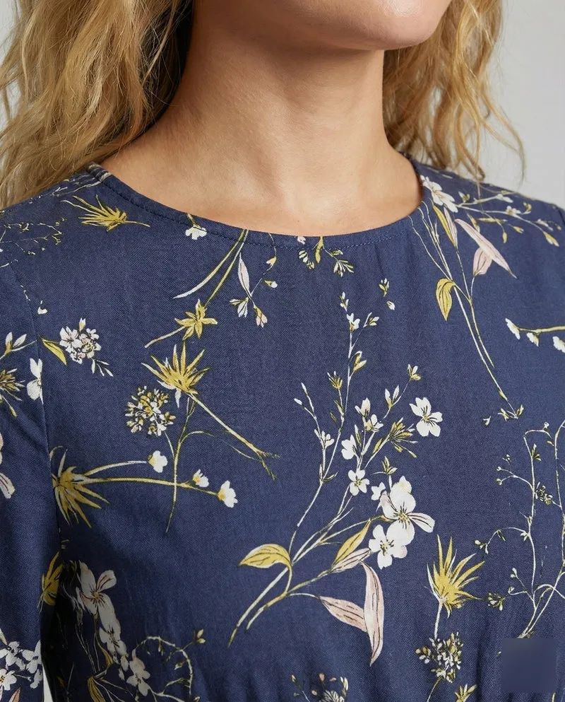 Damen Lässige Unterbrustpasse Midikleid