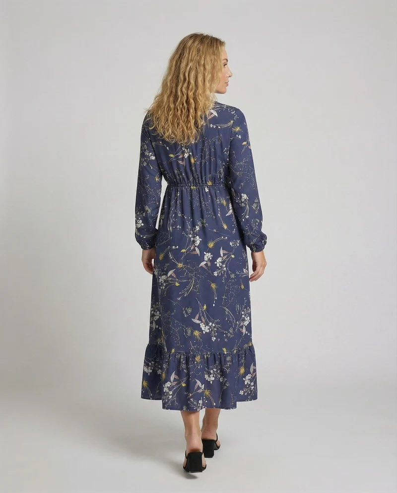 Damen Lässige Unterbrustpasse Midikleid
