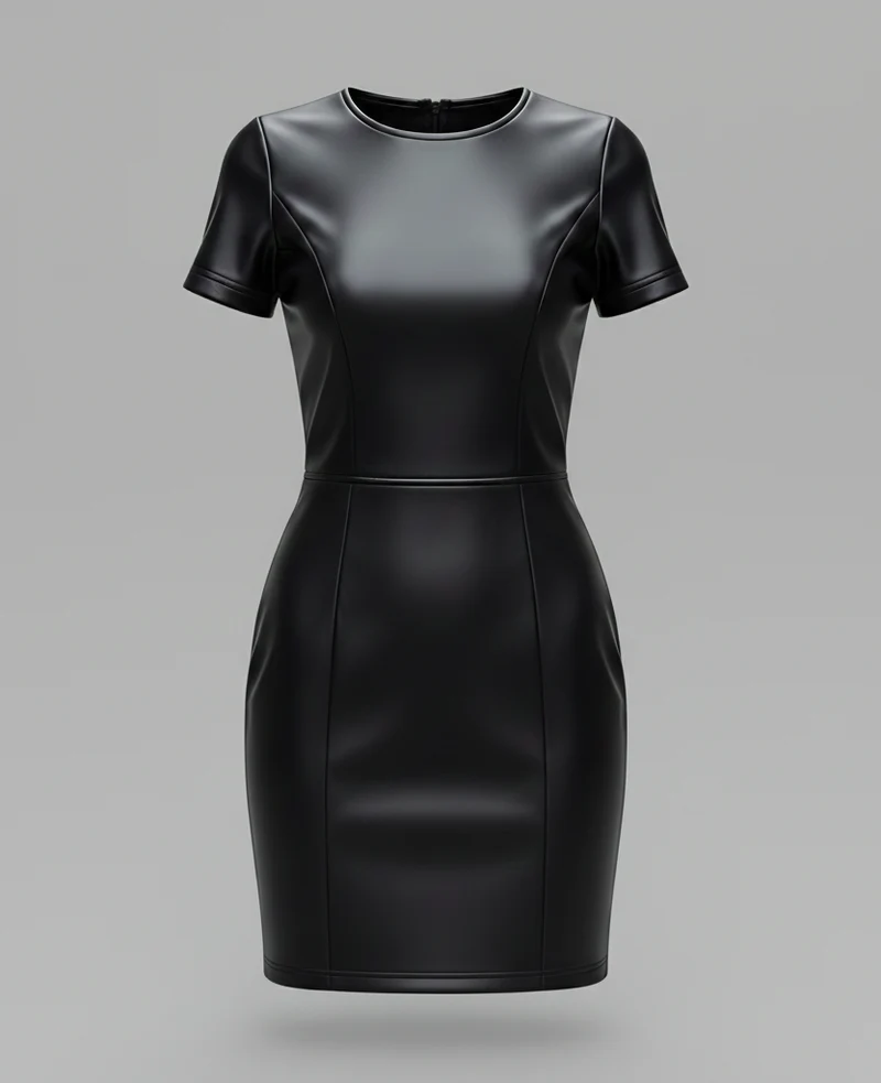 Damen Kunstleder Minikleid Figurbetont