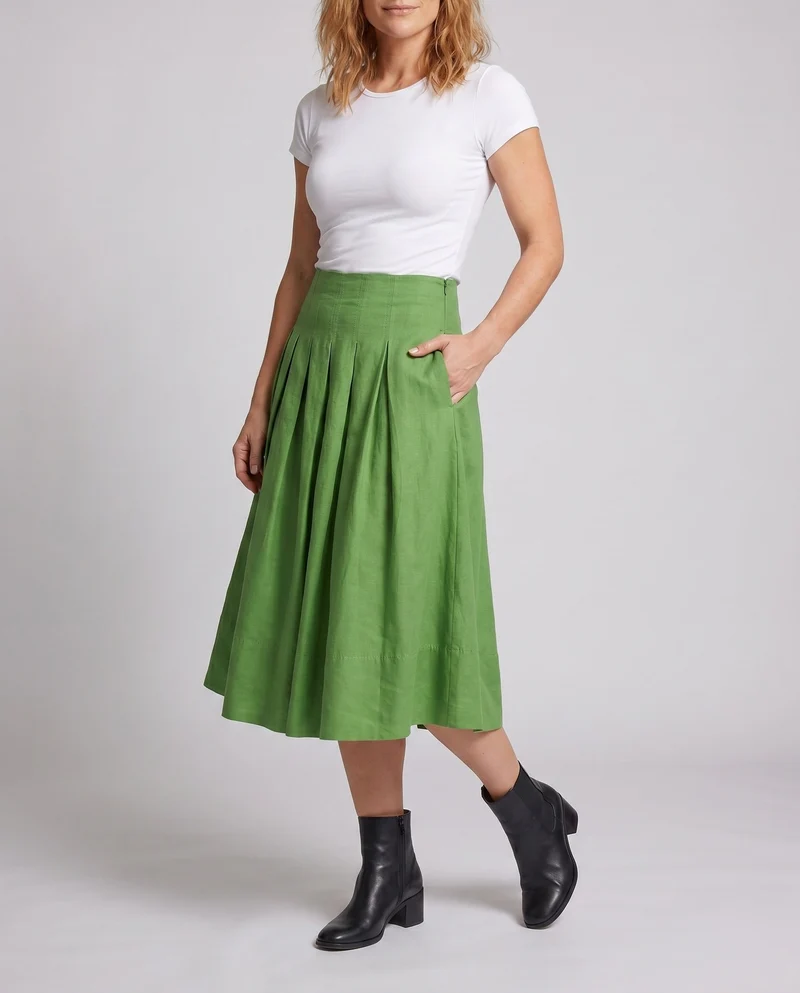 Damen Midi-Rock mit elegantem Plissee-Design und praktischen Seitentaschen Nord Taschen