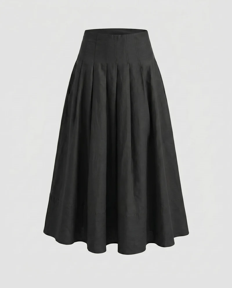 Damen Midi-Rock mit elegantem Plissee-Design und praktischen Seitentaschen Nord Taschen