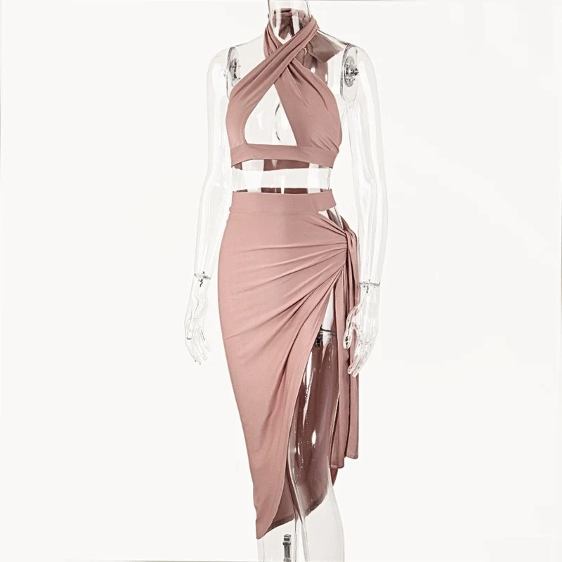 Damen Elegantes Cut-Out Kleid mit Wickeloptik und tiefem Ausschnitt
