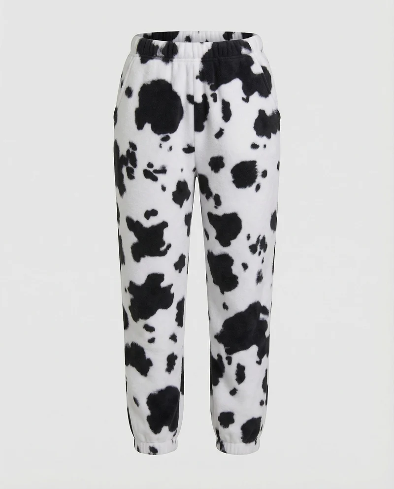 Damen Freizeithose im lässigen Cow-Print-Design mit elastischem Bund und Bündchen