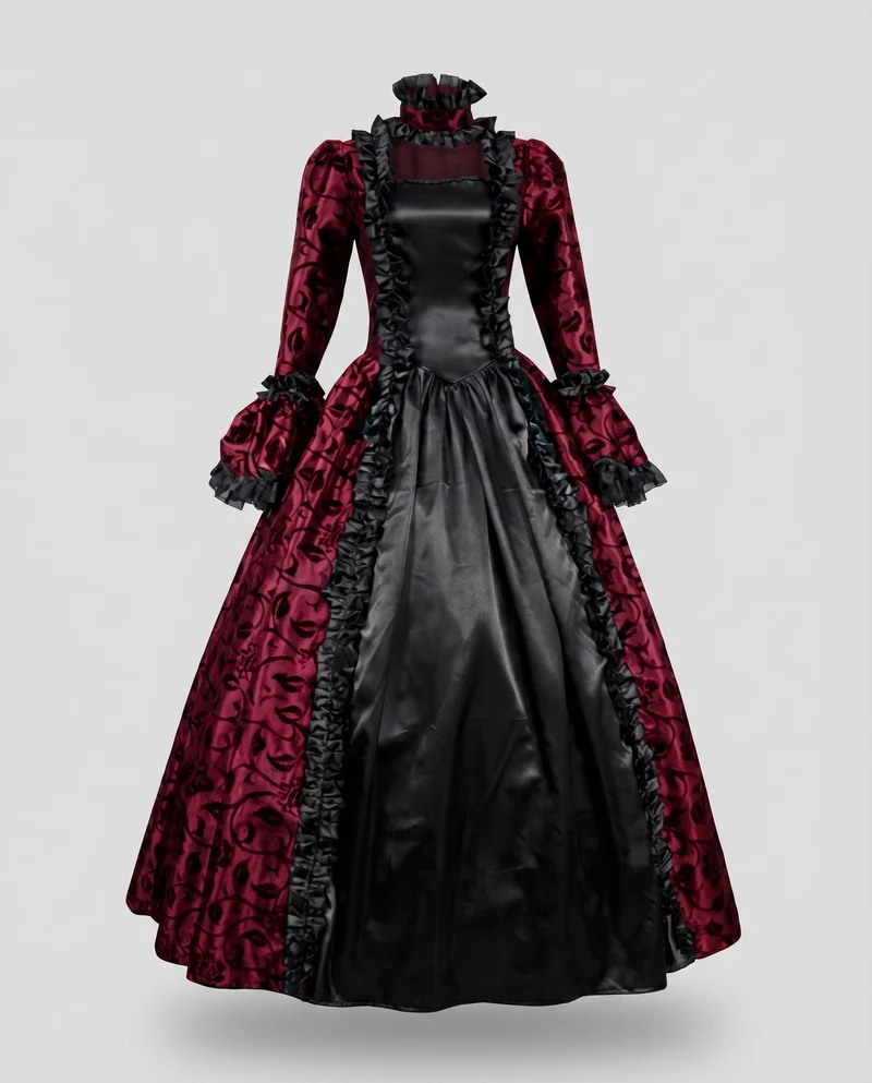 Damen Ballkleid Barockstil Korsage Glockenärmel