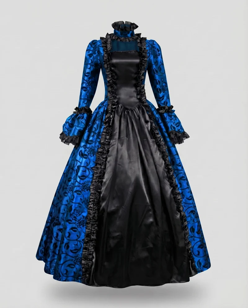 Damen Ballkleid Barockstil Korsage Glockenärmel