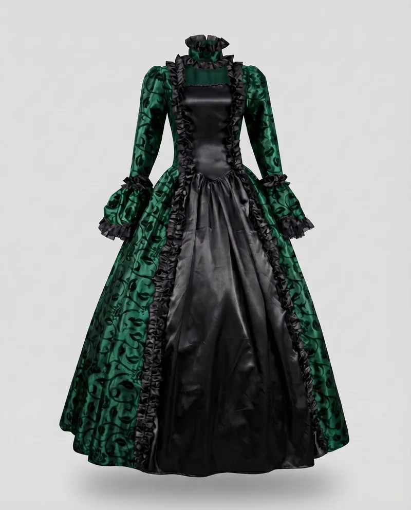 Damen Ballkleid Barockstil Korsage Glockenärmel