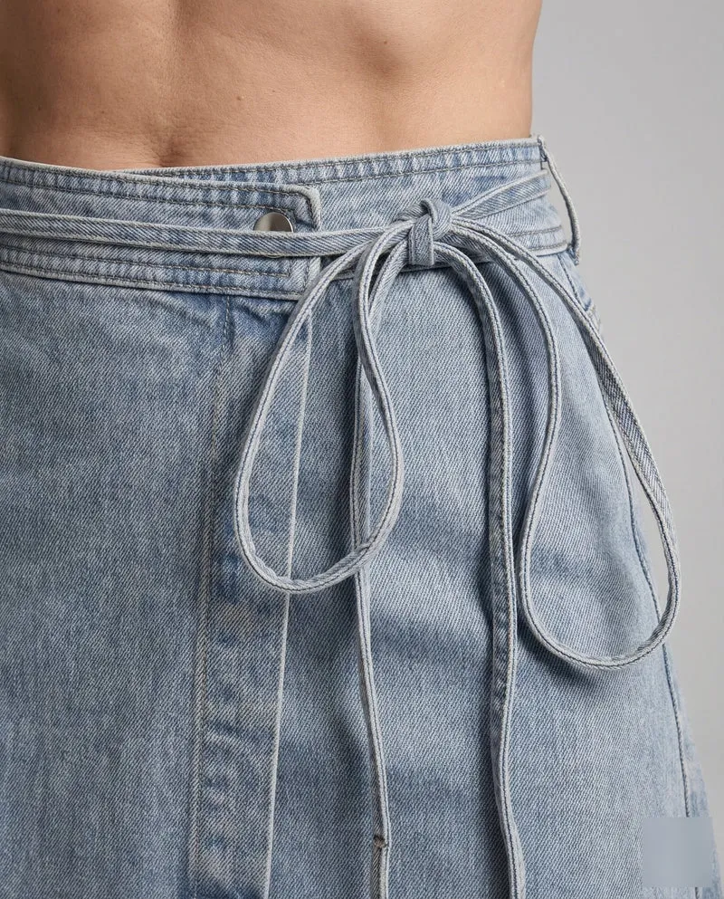 Jeans Wickelrock Damen Hoher Bund