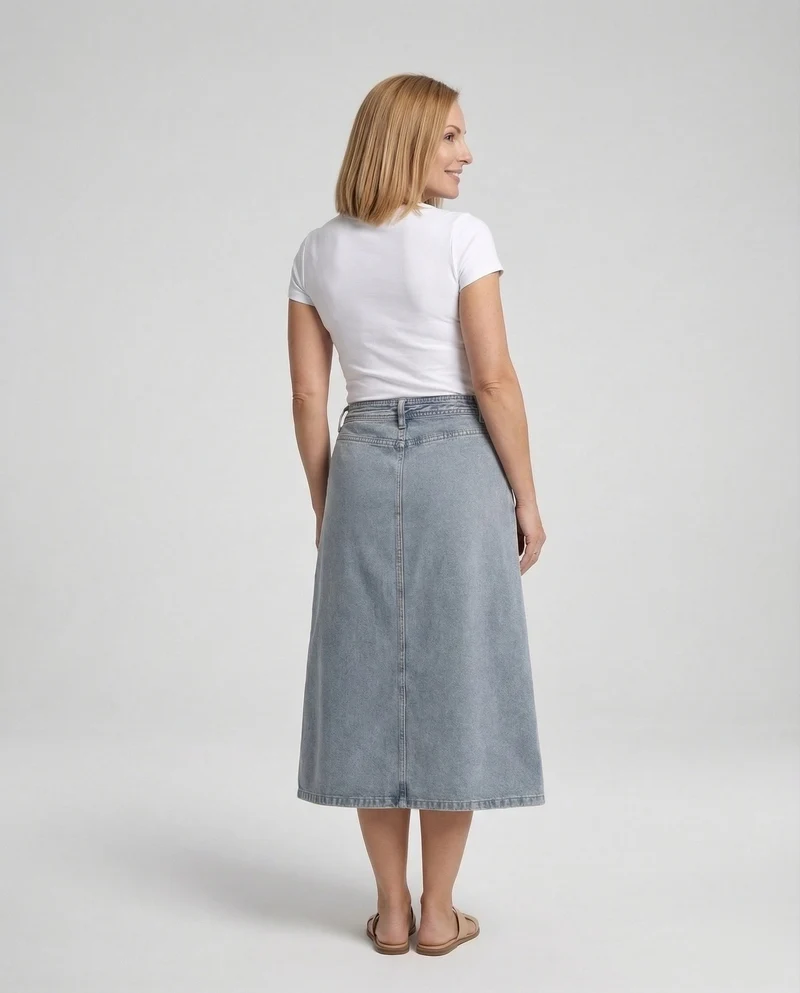 Jeans Wickelrock Damen Hoher Bund