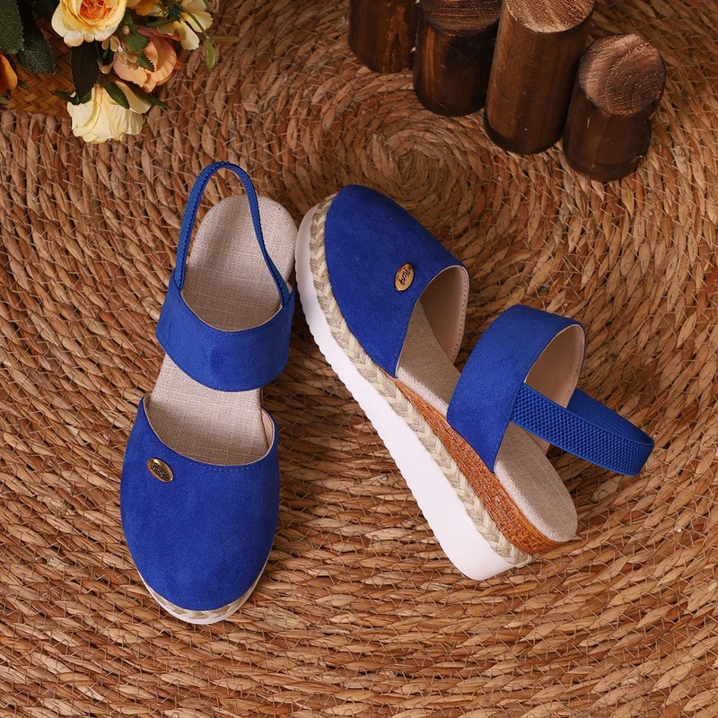 Damen komfortable Keil-Sandalen mit elastischen Riemen