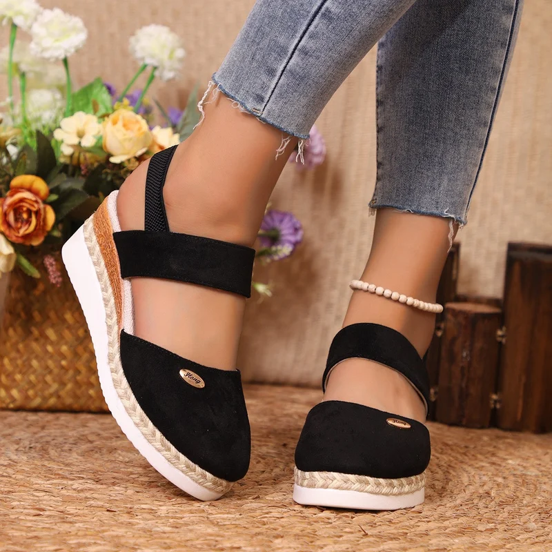 Damen komfortable Keil-Sandalen mit elastischen Riemen