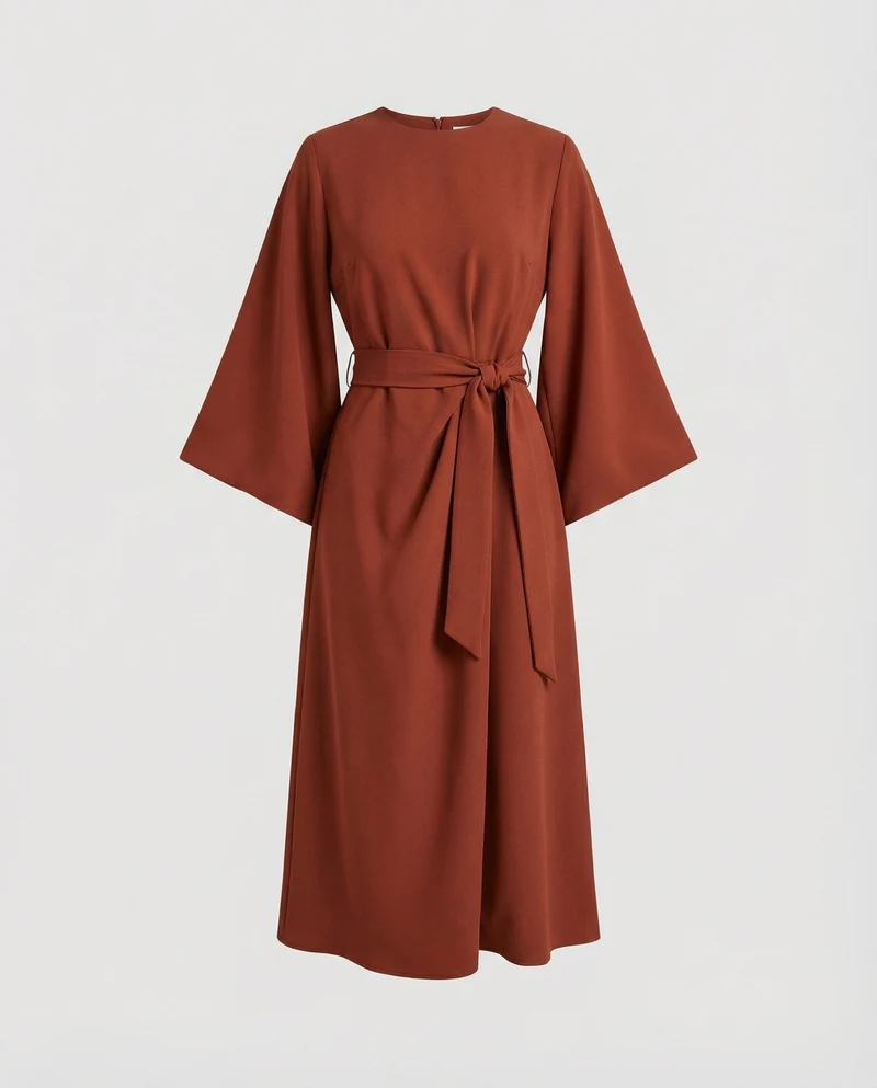 Elegantes Kleid mit Laternenärmeln und Gürtel
