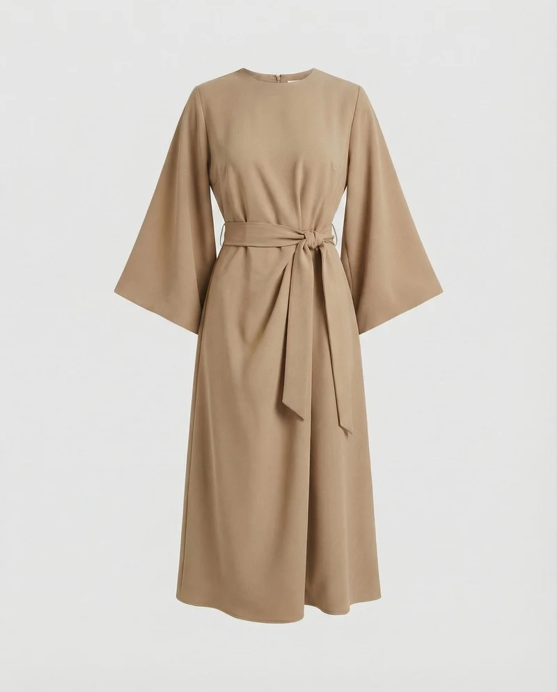 Elegantes Kleid mit Laternenärmeln und Gürtel