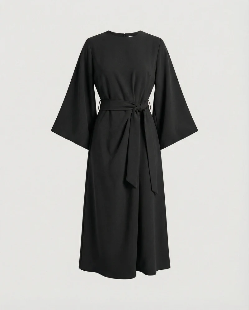 Elegantes Kleid mit Laternenärmeln und Gürtel