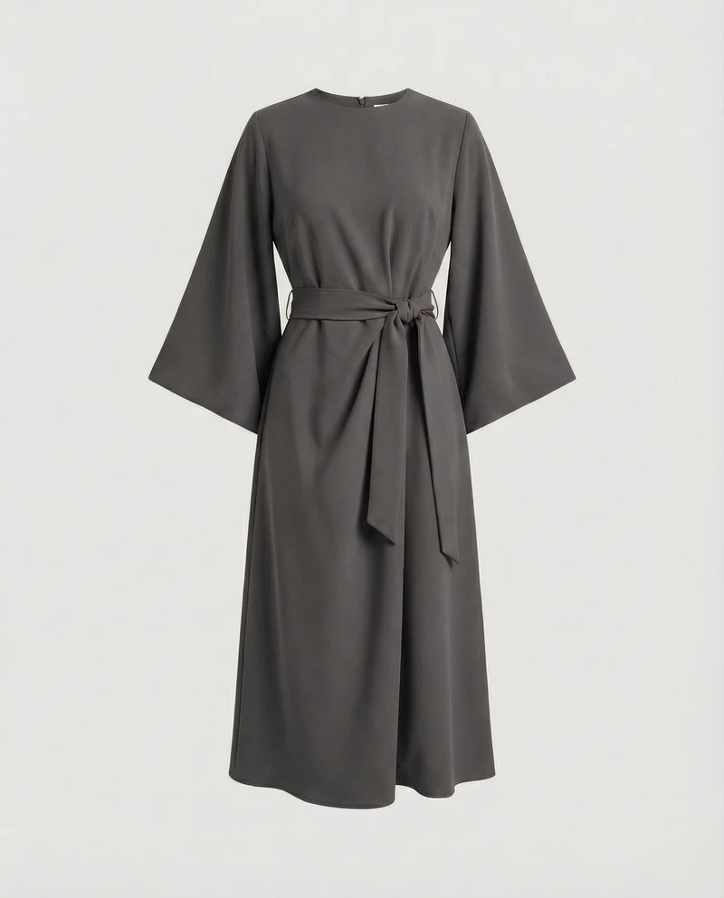 Elegantes Kleid mit Laternenärmeln und Gürtel
