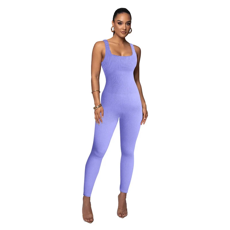 Damen Figurbetonter Strick-Jumpsuit mit Quadrat-Ausschnitt Nord Taschen