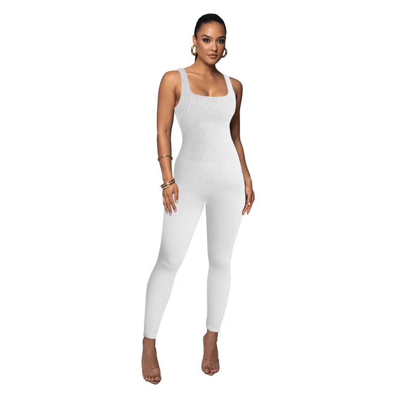 Damen Figurbetonter Strick-Jumpsuit mit Quadrat-Ausschnitt Nord Taschen
