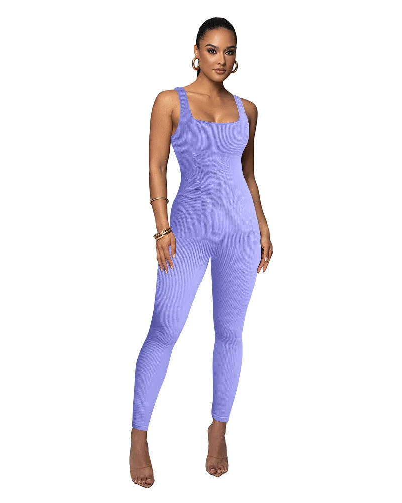 Damen Figurbetonter Strick-Jumpsuit mit Quadrat-Ausschnitt Nord Taschen