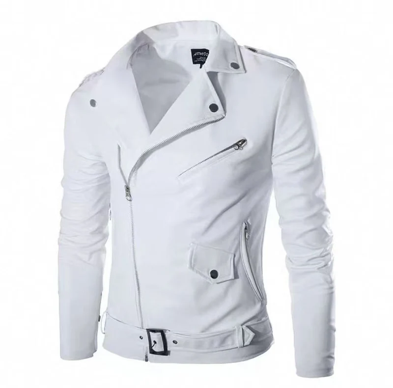 Herren Echtes Leder Bikerjacke mit Asymmetrischem Reißverschluss