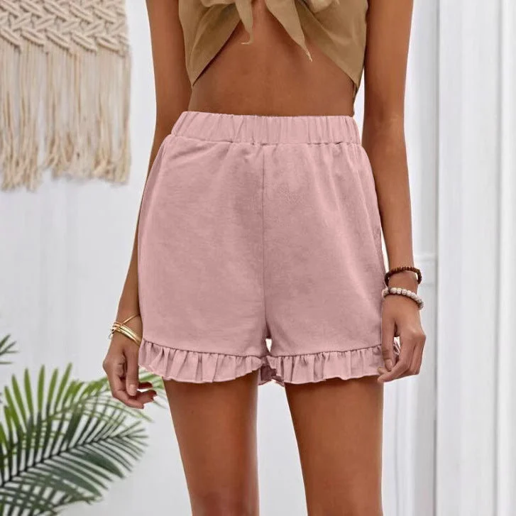 Damen Shorts mit Rüschendetails und Elastischem Bund
