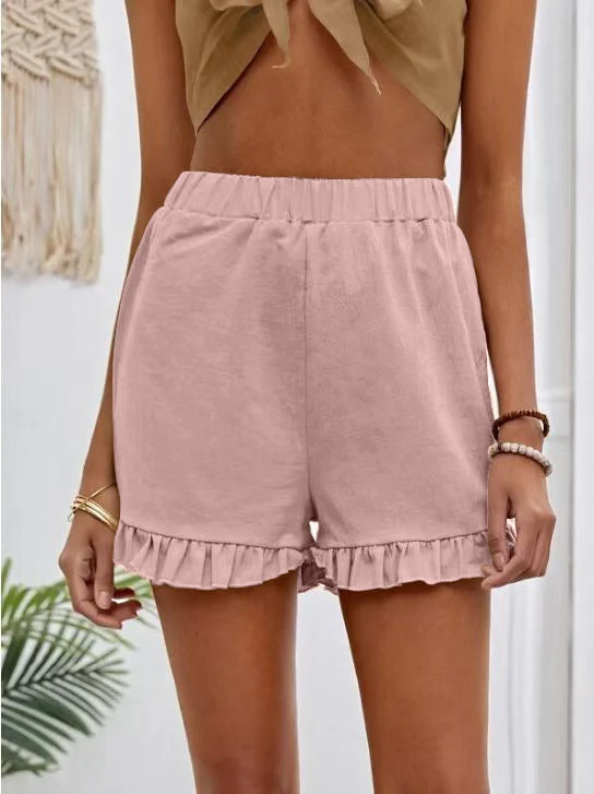 Damen Shorts mit Rüschendetails und Elastischem Bund