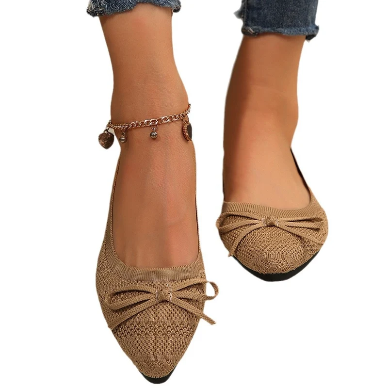 Damen elegante Ballerinas mit raffiniertem Schleifen-Detail und atmungsaktiver Obermaterialstruktur