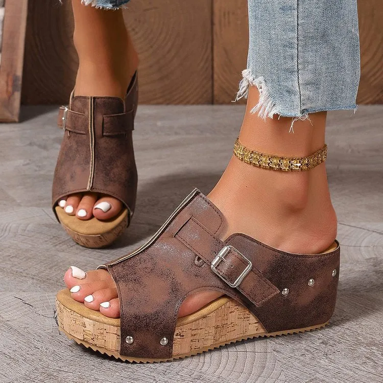Damen modische Clogs mit verstellbarer Schnalle und korkähnlicher Sohle