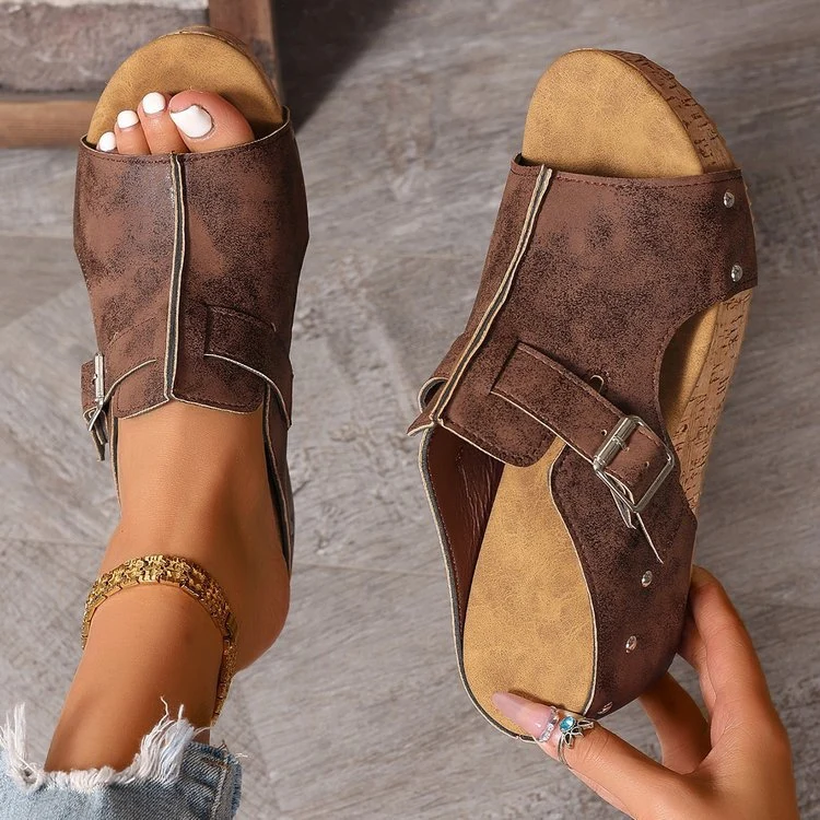 Damen modische Clogs mit verstellbarer Schnalle und korkähnlicher Sohle
