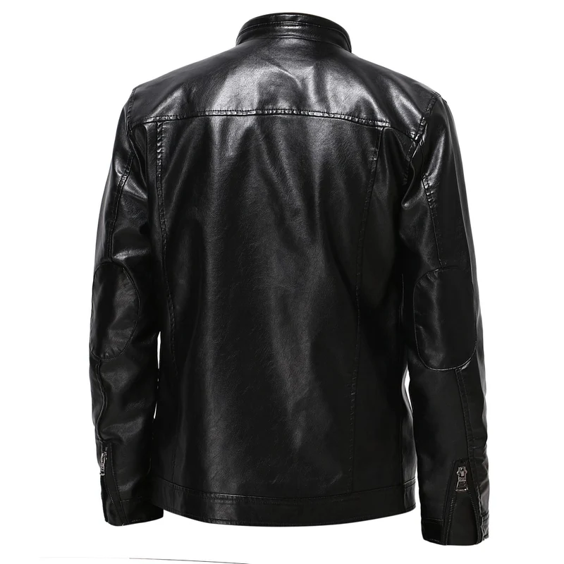 Herren stylische Kunstleder-Motorradjacke im Biker-Stil