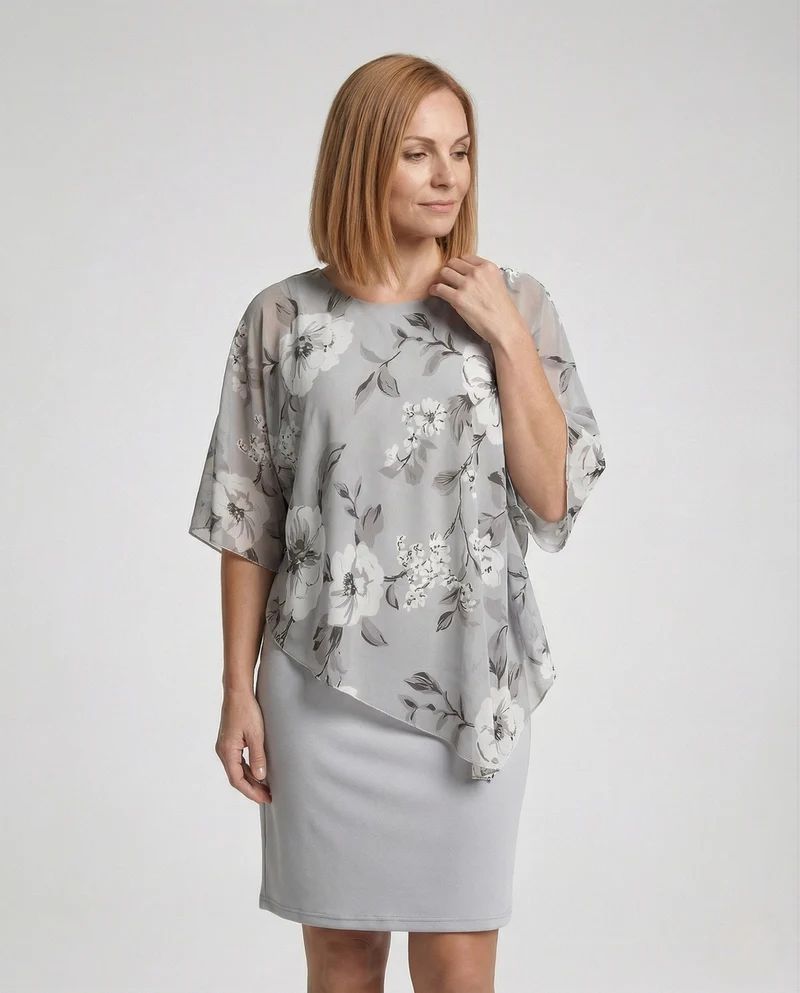 Damen Cocktailkleid Chiffon Cape