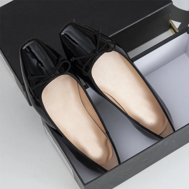 Damen elegante Ballerinas mit feinem Lackleder-Obermaterial und modischem Schleifen-Detail Nord Taschen