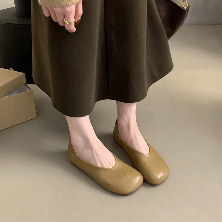 Damen Ballerina-Pantoletten mit weichem Leder und bequemem Fußbett