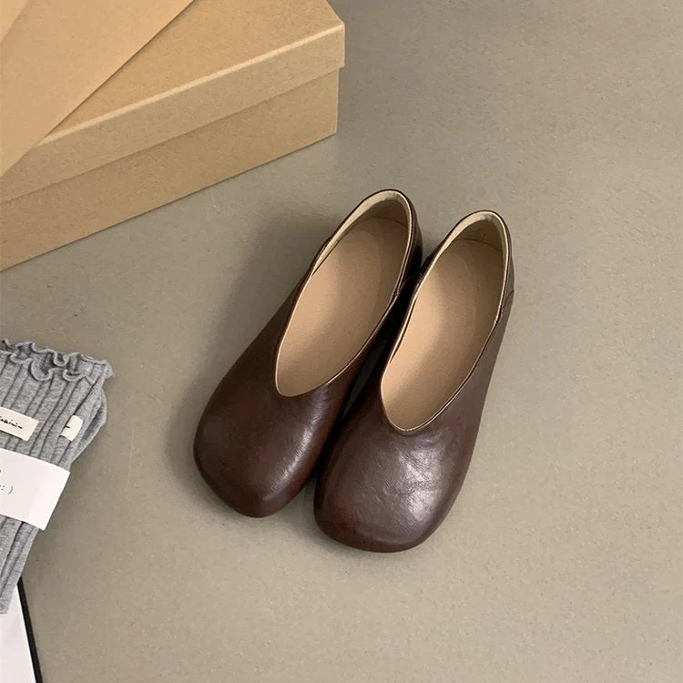 Damen Ballerina-Pantoletten mit weichem Leder und bequemem Fußbett