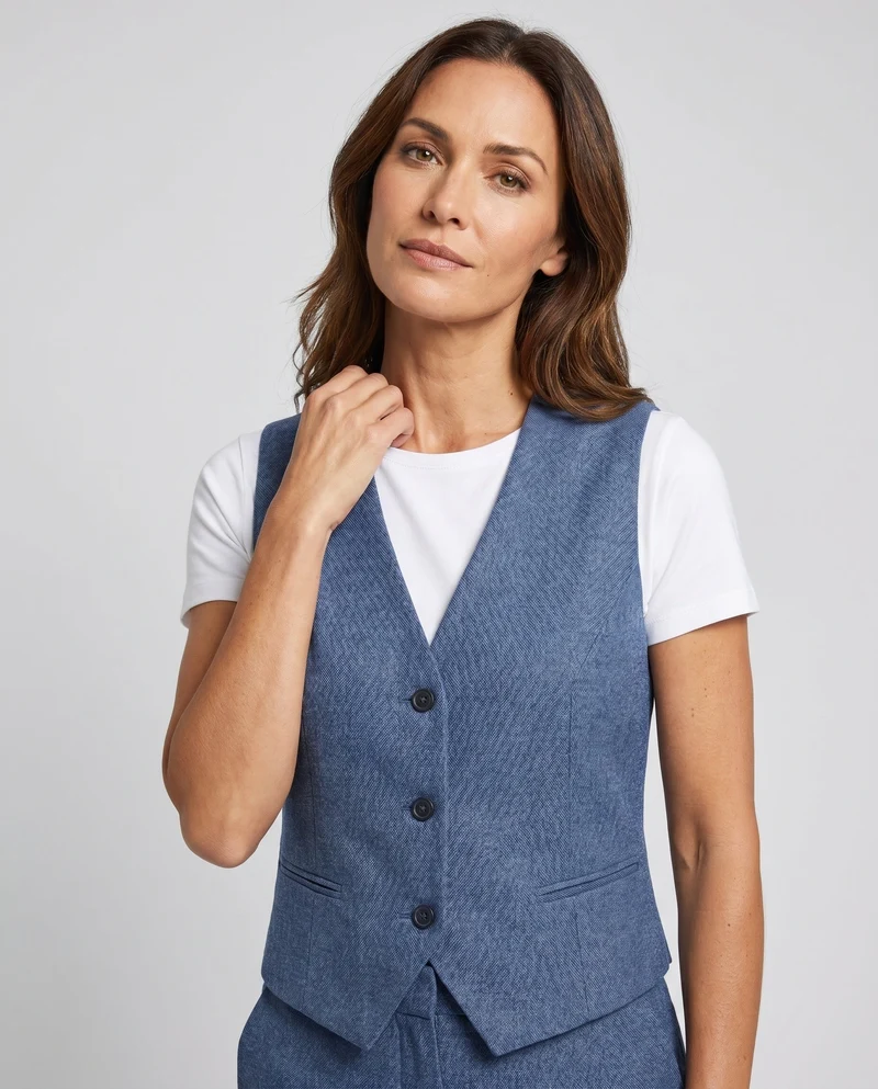 Damen Weste mit Knopfleiste und modernem Schnitt
