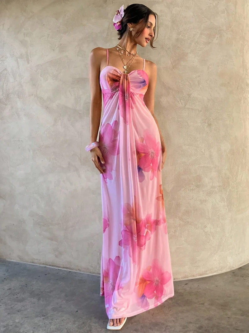 Damen Maxikleid mit floralem Design
