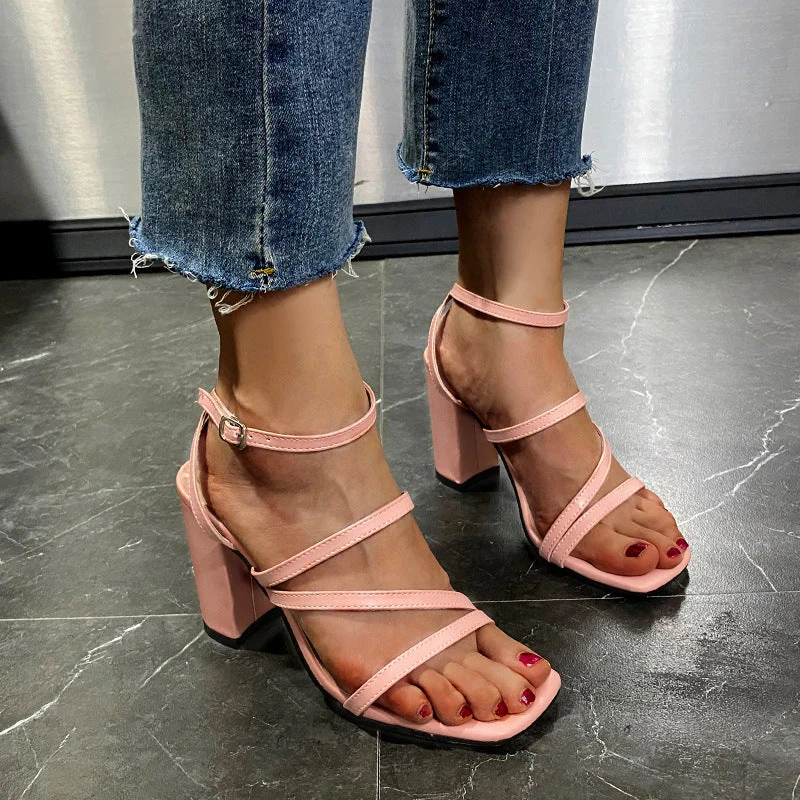 Damen Elegante Blockabsatzsandalen mit verstellbaren Riemen
