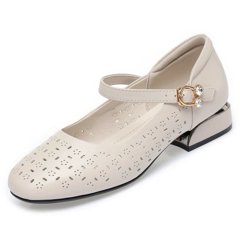 Damen Elegante Ballerinas mit dekorativen Perforationen und komfortablem Riemen Nord Taschen
