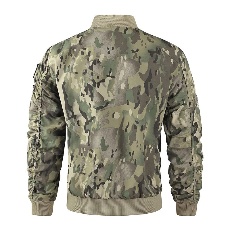 Herren bomberjacke mit hohem Kragen und multifunktionalen Taschen