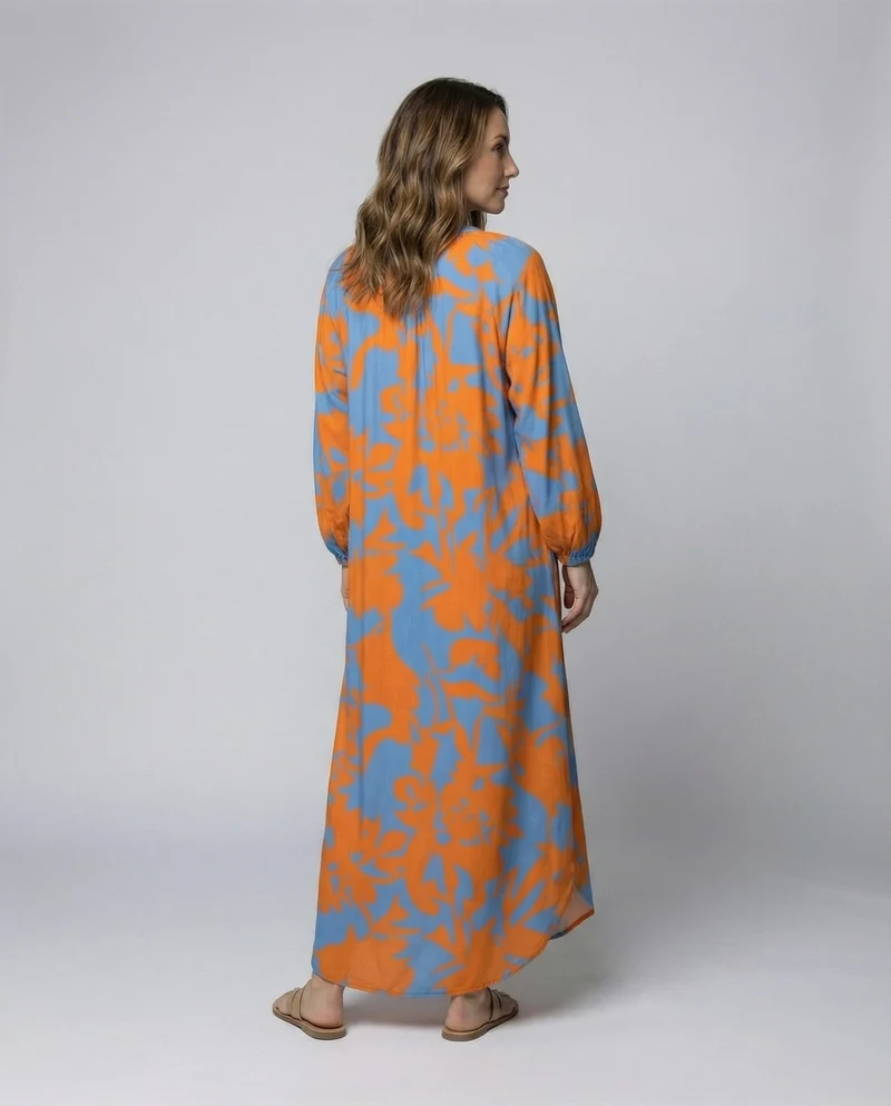 Damen Fließende Kaftan MischgewNord Taschene Kaftan-Maxikleid