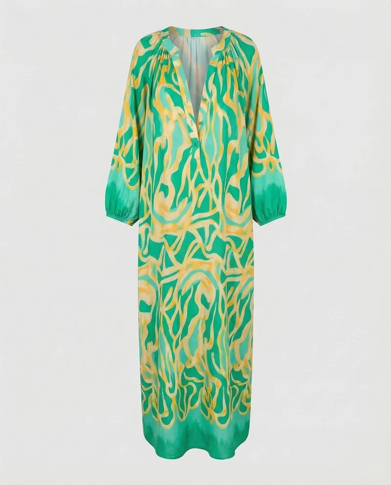 Damen Fließende Kaftan MischgewNord Taschene Kaftan-Maxikleid