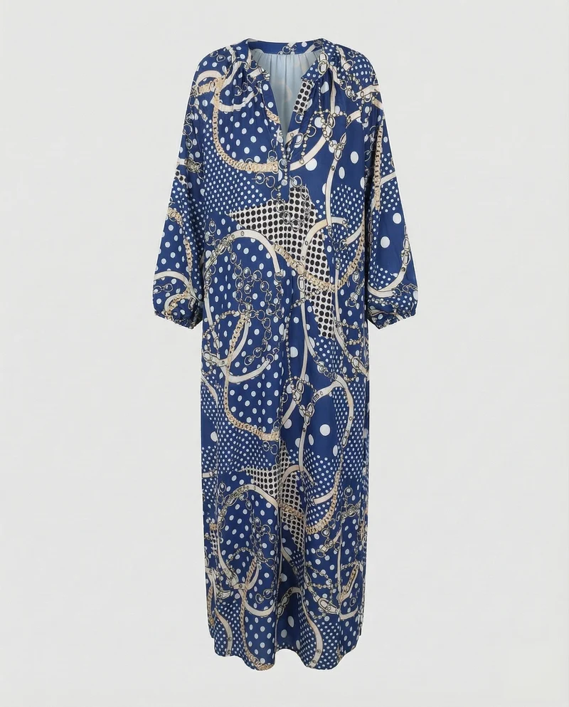 Damen Fließende Kaftan MischgewNord Taschene Kaftan-Maxikleid