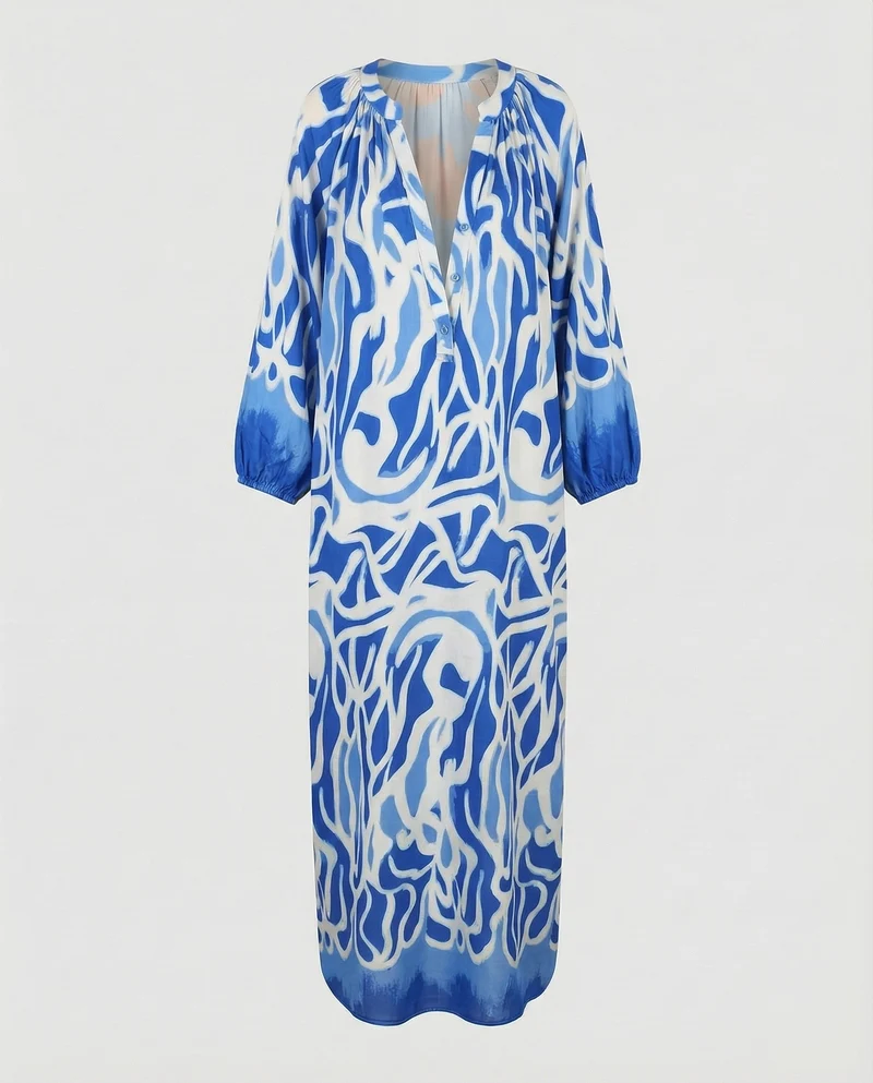 Damen Fließende Kaftan MischgewNord Taschene Kaftan-Maxikleid