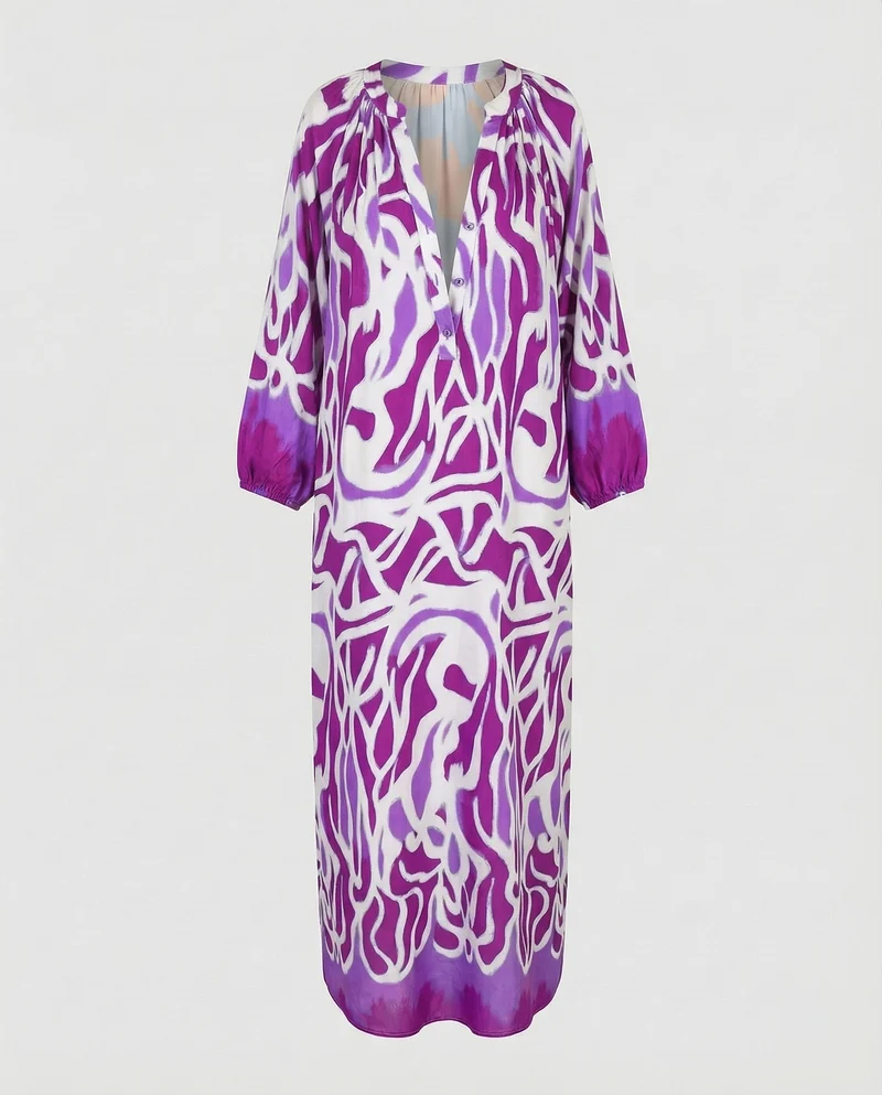 Damen Fließende Kaftan MischgewNord Taschene Kaftan-Maxikleid