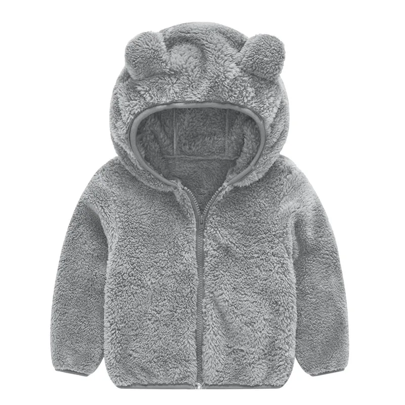 Damen Fleecejacke mit niedlichem Bärenohren-Design