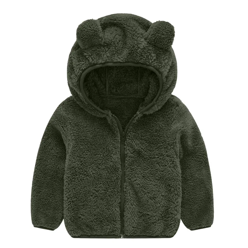 Damen Fleecejacke mit niedlichem Bärenohren-Design