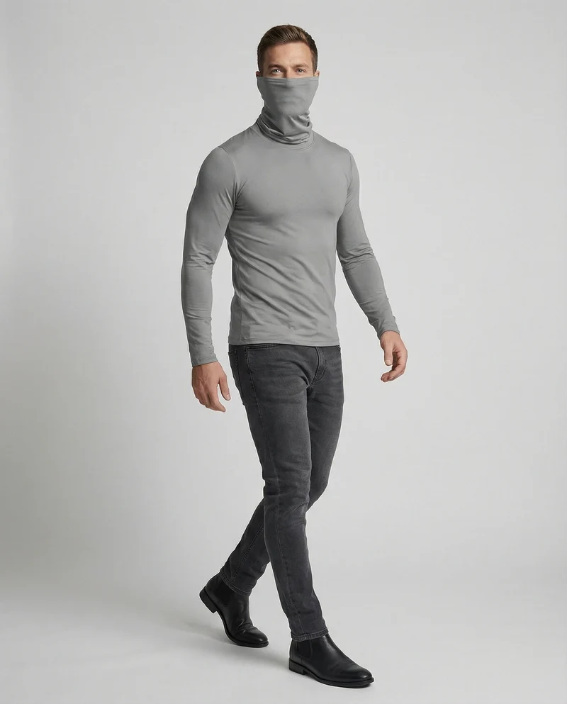 Herren Funktionsshirt mit hohem Kragen und innovativem Feuchtigkeitsmanagement