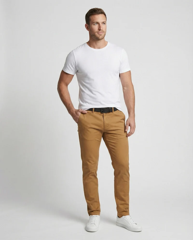 Herren Chinohose Slim Fit mit Elastikbund