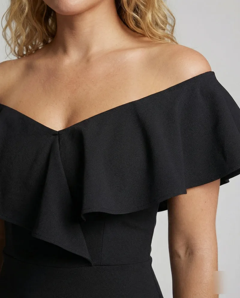 Damen Off-Shoulder Abend-Maxi Carmen-Volant Stufen