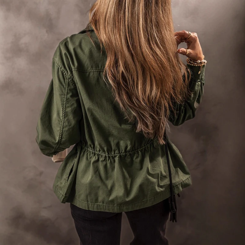 Vintage Winddichte Arbeitsjacke Mit Kapuze Und Mehreren Taschen
