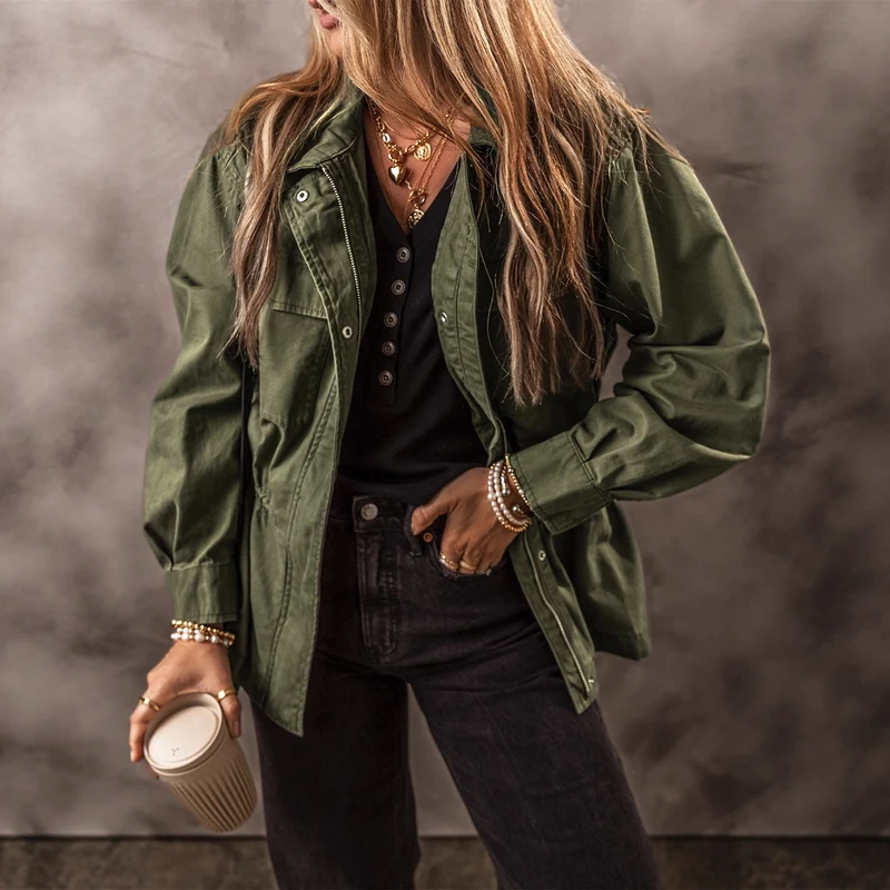 Vintage Winddichte Arbeitsjacke Mit Kapuze Und Mehreren Taschen